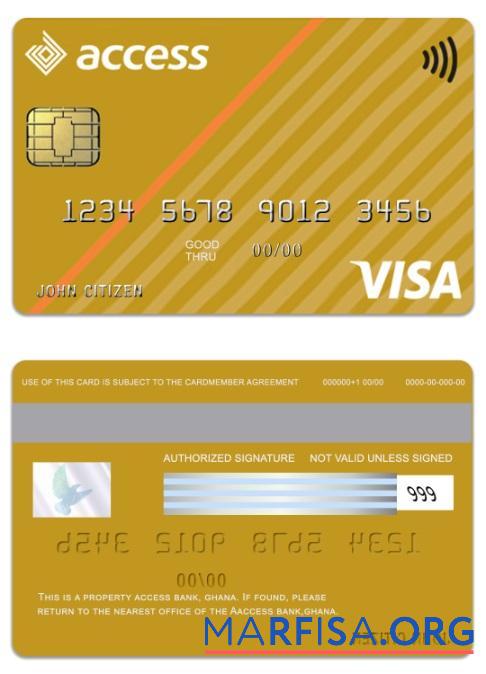 Downloadable Ghana Access Bank visa gold card template